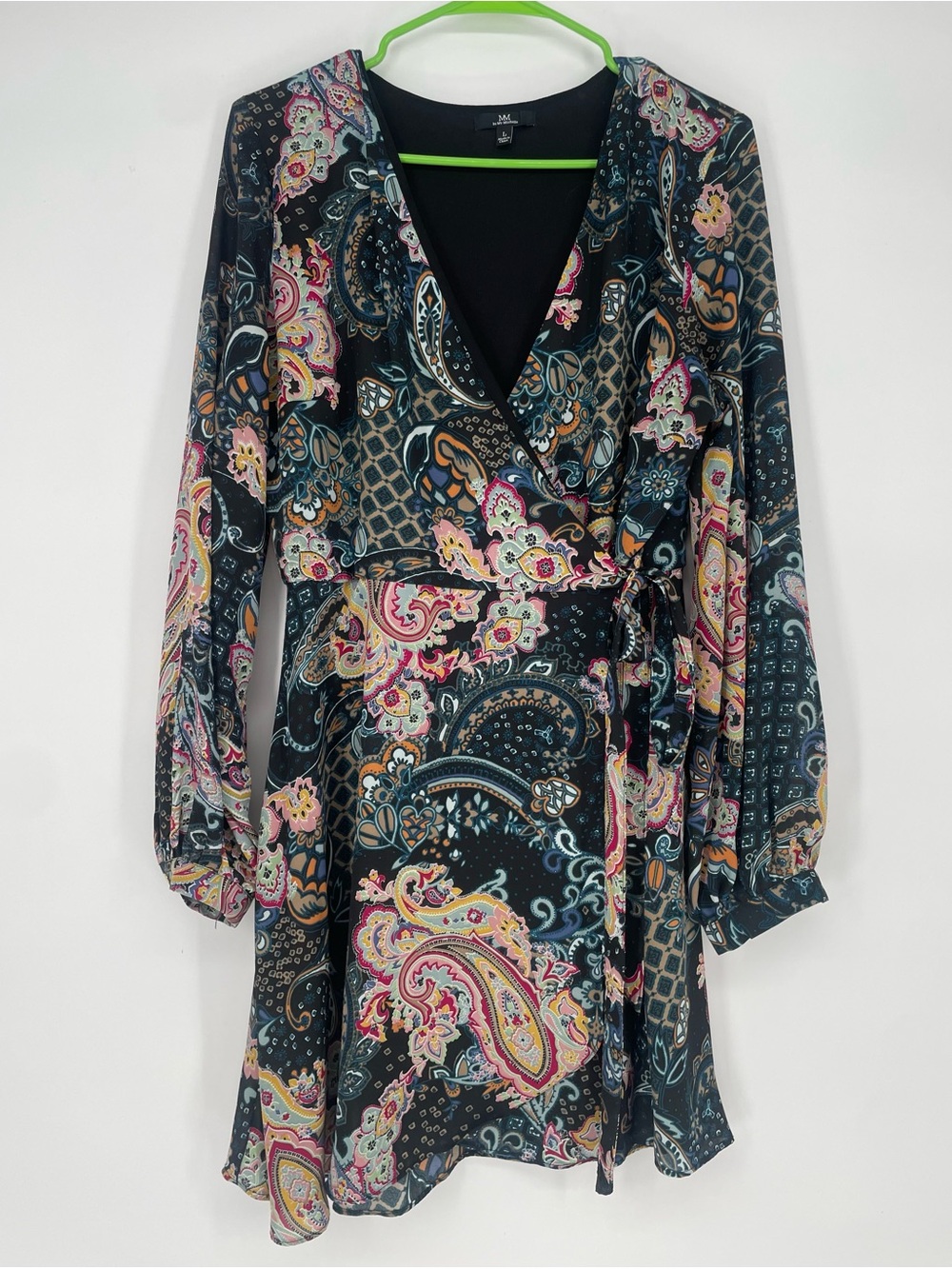 Bohemian Paisley Floral Print Long Sleeve Wrap Dress MM by My Michelle
